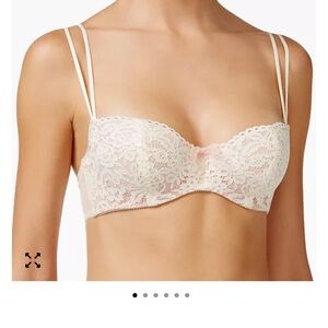 Elegant Lace Double Strap Bra in Cream